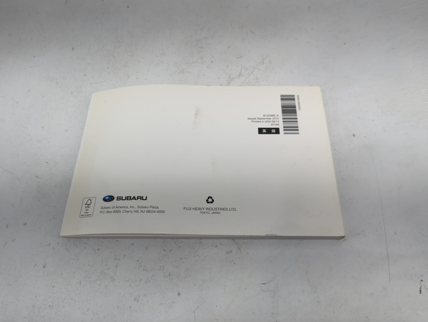 2016 Subaru Crosstrek Owners Manual Book Guide P/N:B1029BE-A MSA5M1609A OEM Used Auto Parts - Oemusedautoparts1.com