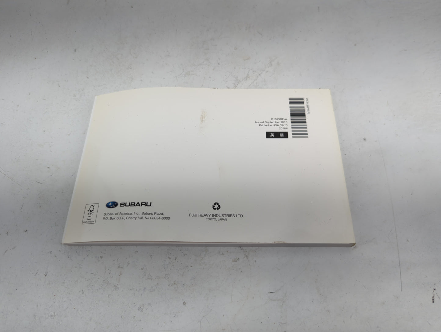 2016 Subaru Crosstrek Owners Manual Book Guide P/N:B1029BE-A MSA5M1609A OEM Used Auto Parts - Oemusedautoparts1.com