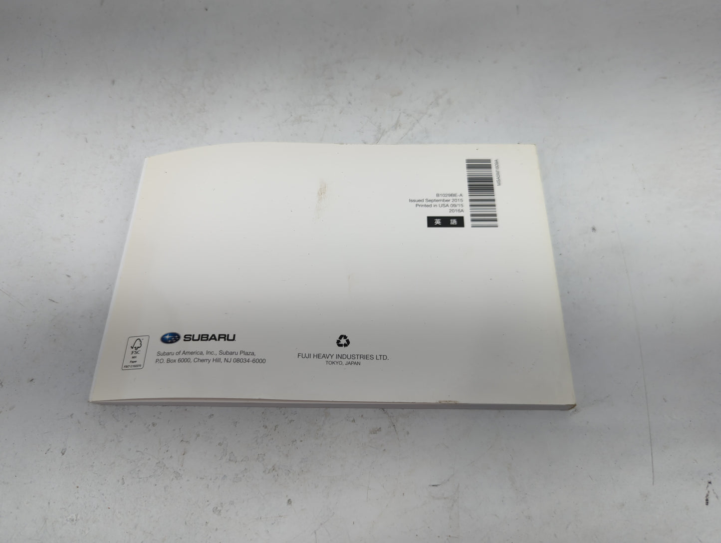 2016 Subaru Crosstrek Owners Manual Book Guide P/N:B1029BE-A MSA5M1609A OEM Used Auto Parts - Oemusedautoparts1.com