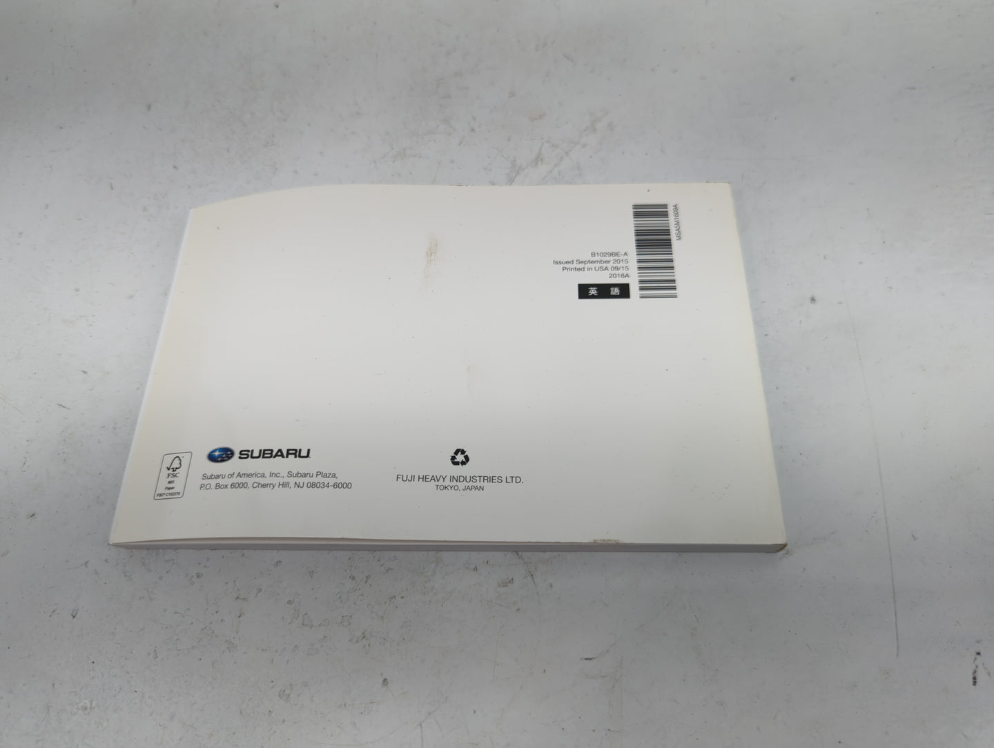 2016 Subaru Crosstrek Owners Manual Book Guide P/N:B1029BE-A MSA5M1609A OEM Used Auto Parts - Oemusedautoparts1.com