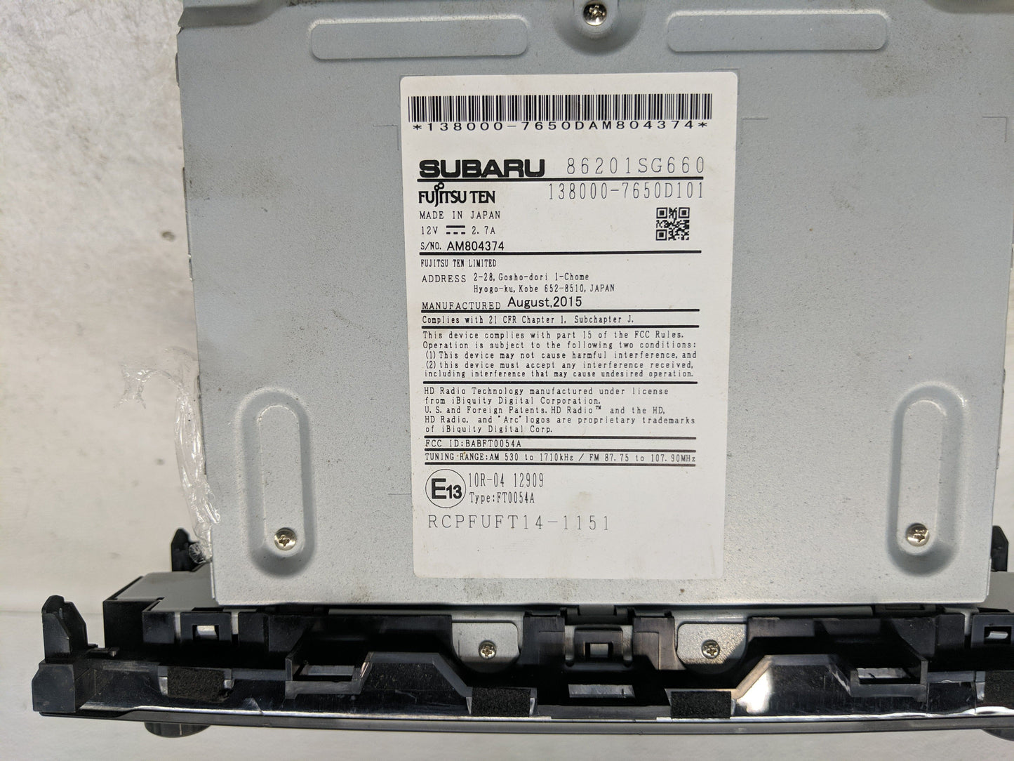 2016 Subaru Forester Radio Control Panel - Oemusedautoparts1.com