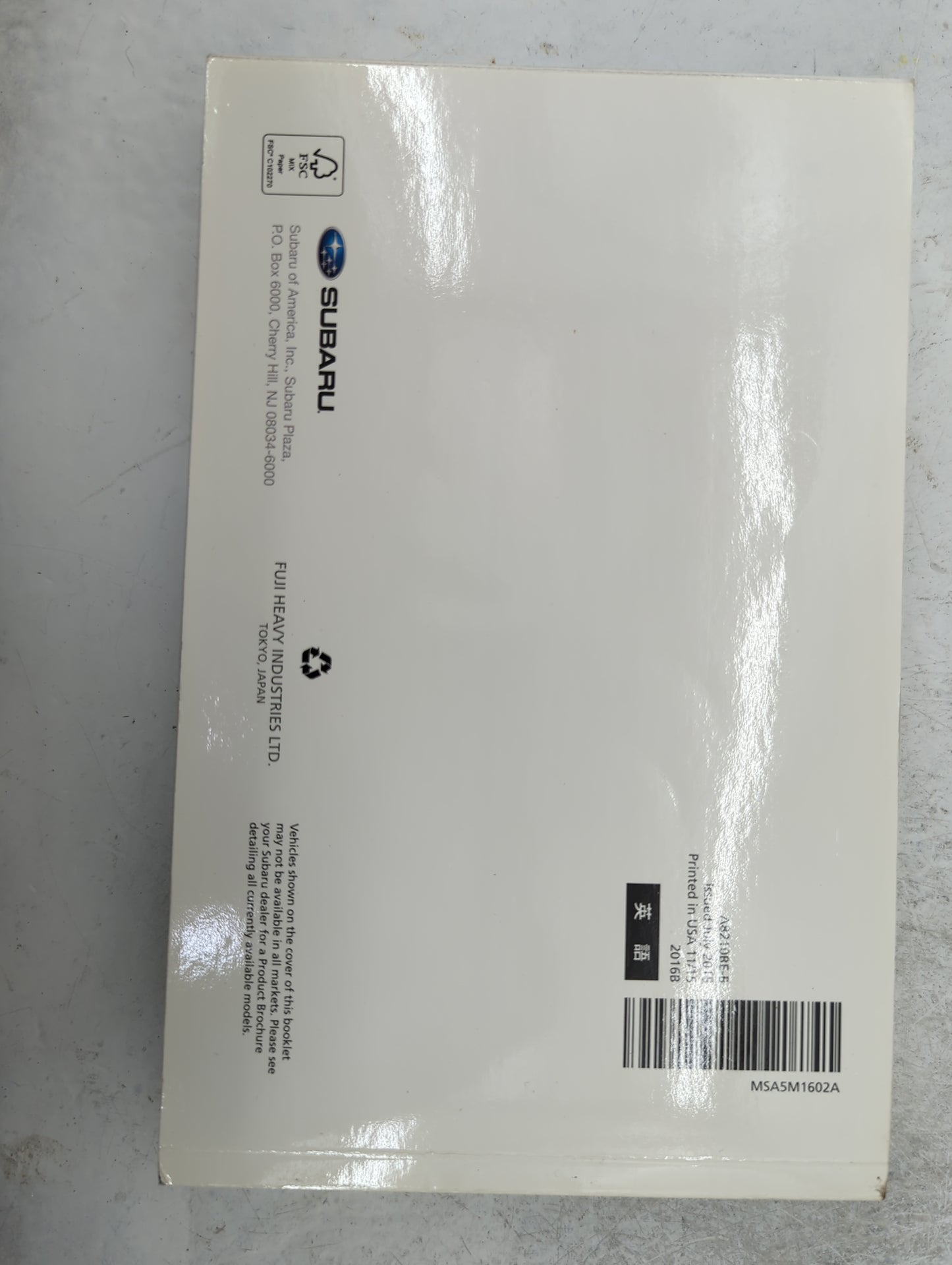 2016 Subaru Forester Owners Manual Book Guide P/N:A8210BE-B MSA5M1602A, MSA5B1602A OEM Used Auto Parts - Oemusedautoparts1.c