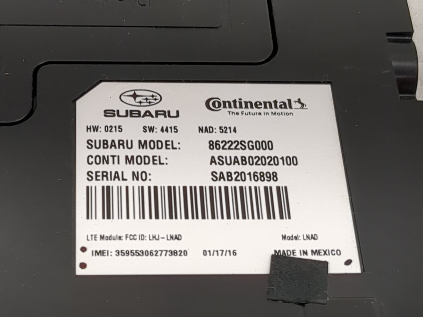 2016 Subaru Forester Telematics Control Module 86222sg000|asuab02020100 - Oemusedautoparts1.com