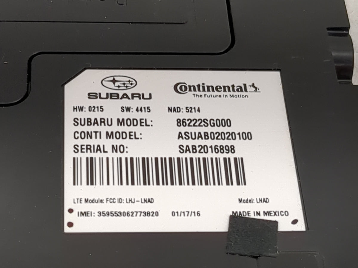 2016 Subaru Forester Telematics Control Module 86222sg000|asuab02020100 - Oemusedautoparts1.com