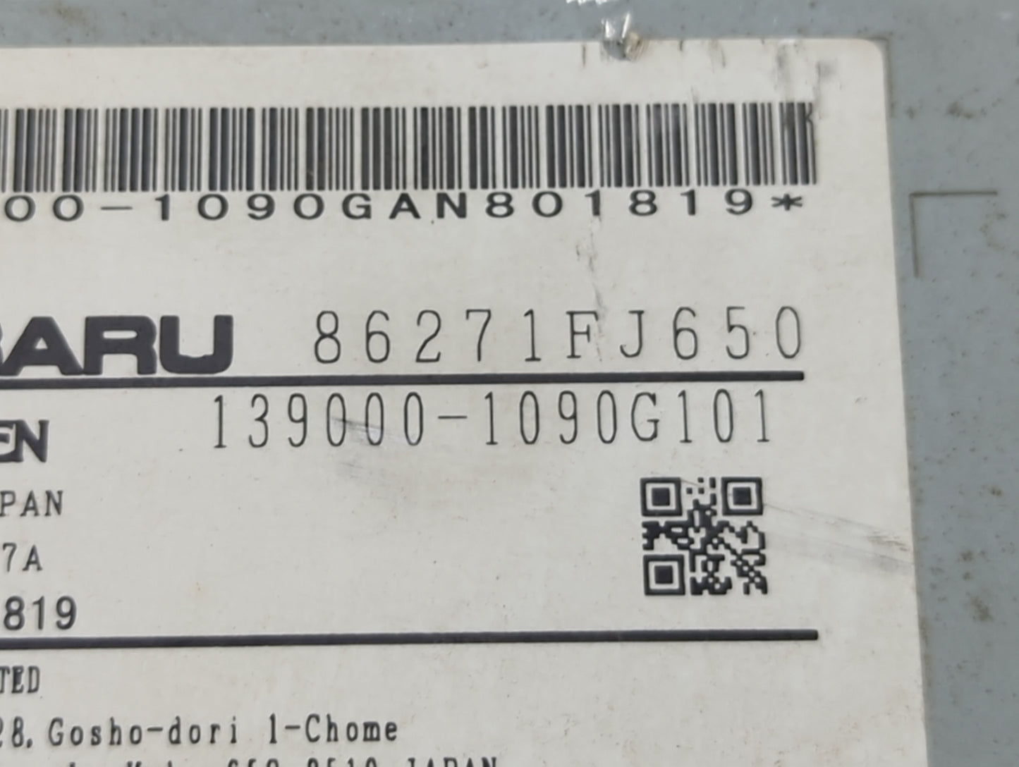 2016 Subaru Impreza Radio AM FM Cd Player Receiver Replacement P/N:86271FJ650 139000-1090G101 Fits OEM Used Auto Parts - Oem
