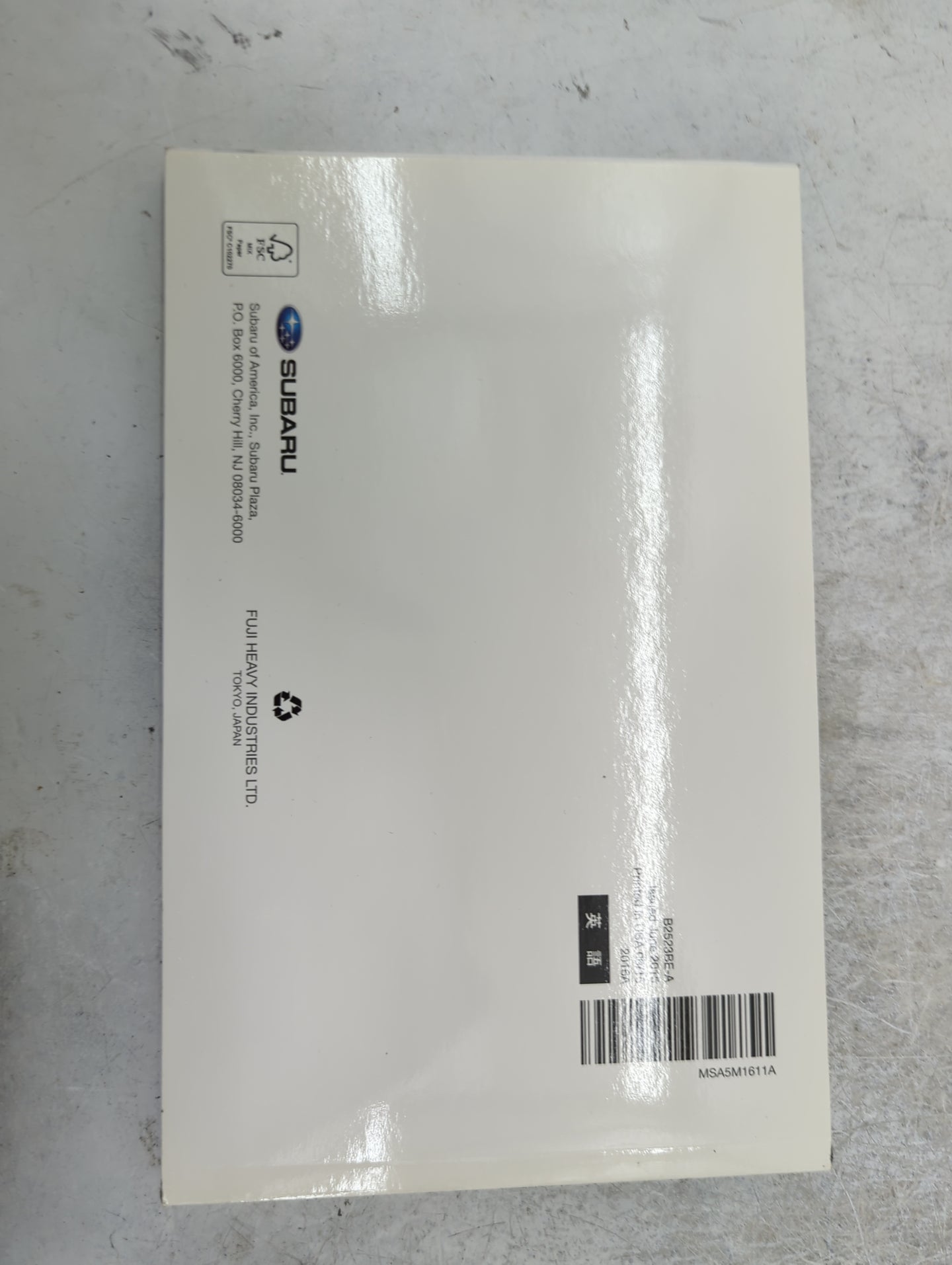 2016 Subaru Legacy Owners Manual Book Guide P/N:B2523BE-A MSA5M1611A, MSA5B1611A OEM Used Auto Parts - Oemusedautoparts1.com