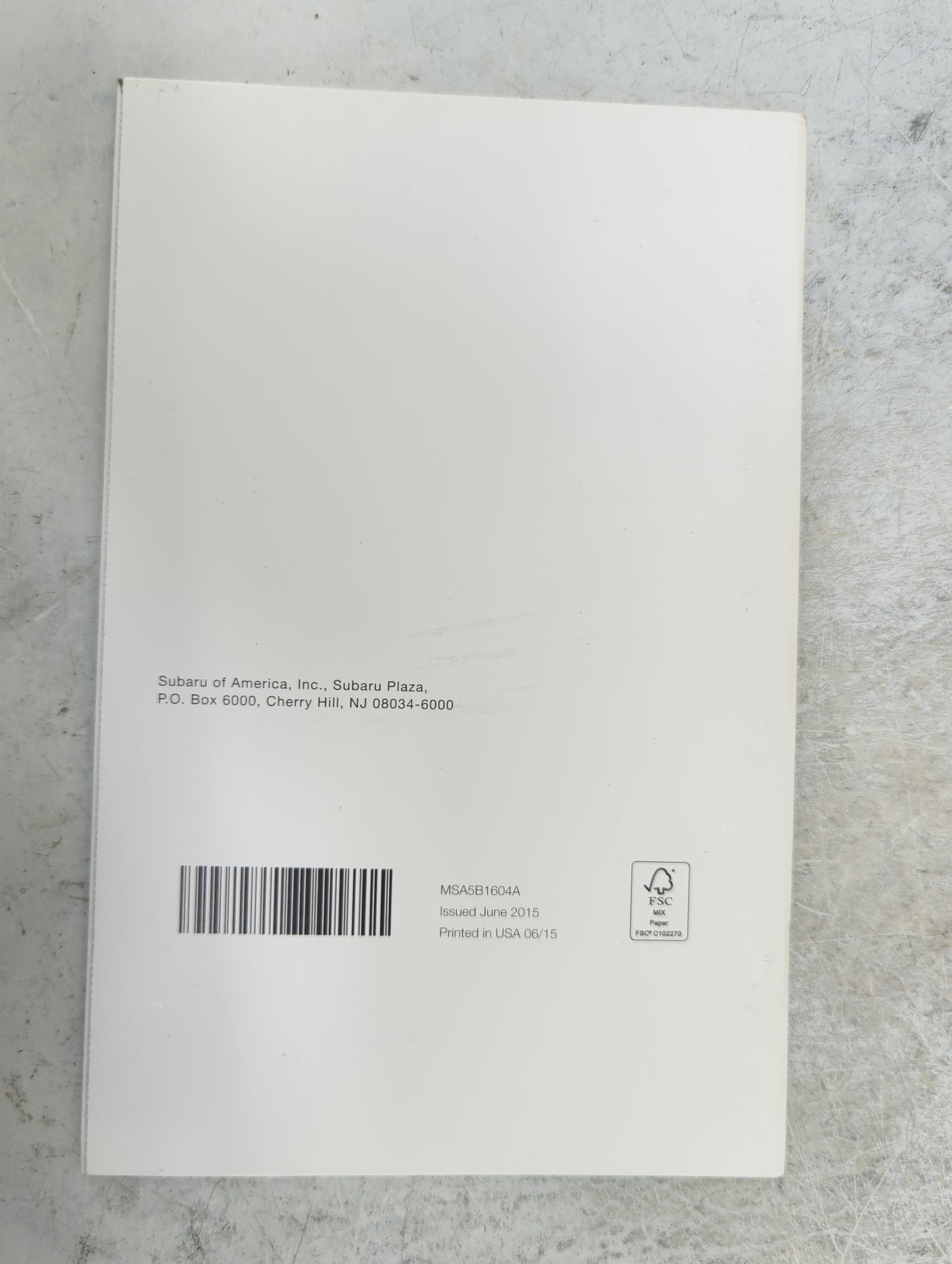 2016 Subaru Legacy Owners Manual Book Guide P/N:A2520BE-A MSA5M1603A, MSA5B1604A OEM Used Auto Parts - Oemusedautoparts1.com