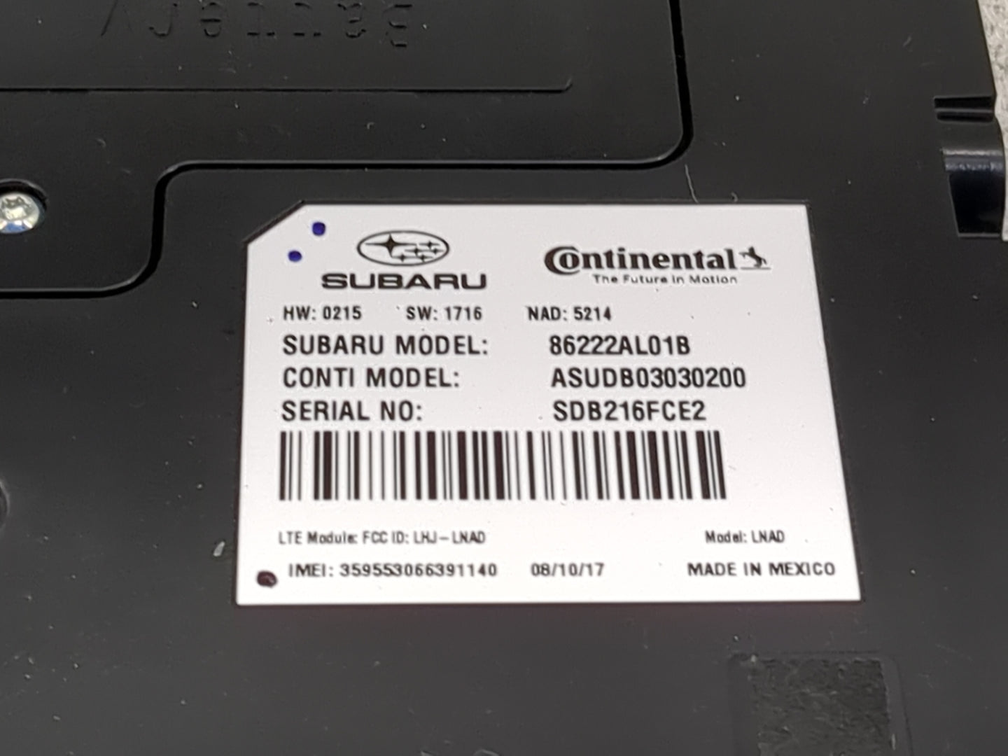 2016-2018 Subaru Legacy Telematics Control Module 1491347 - Oemusedautoparts1.com