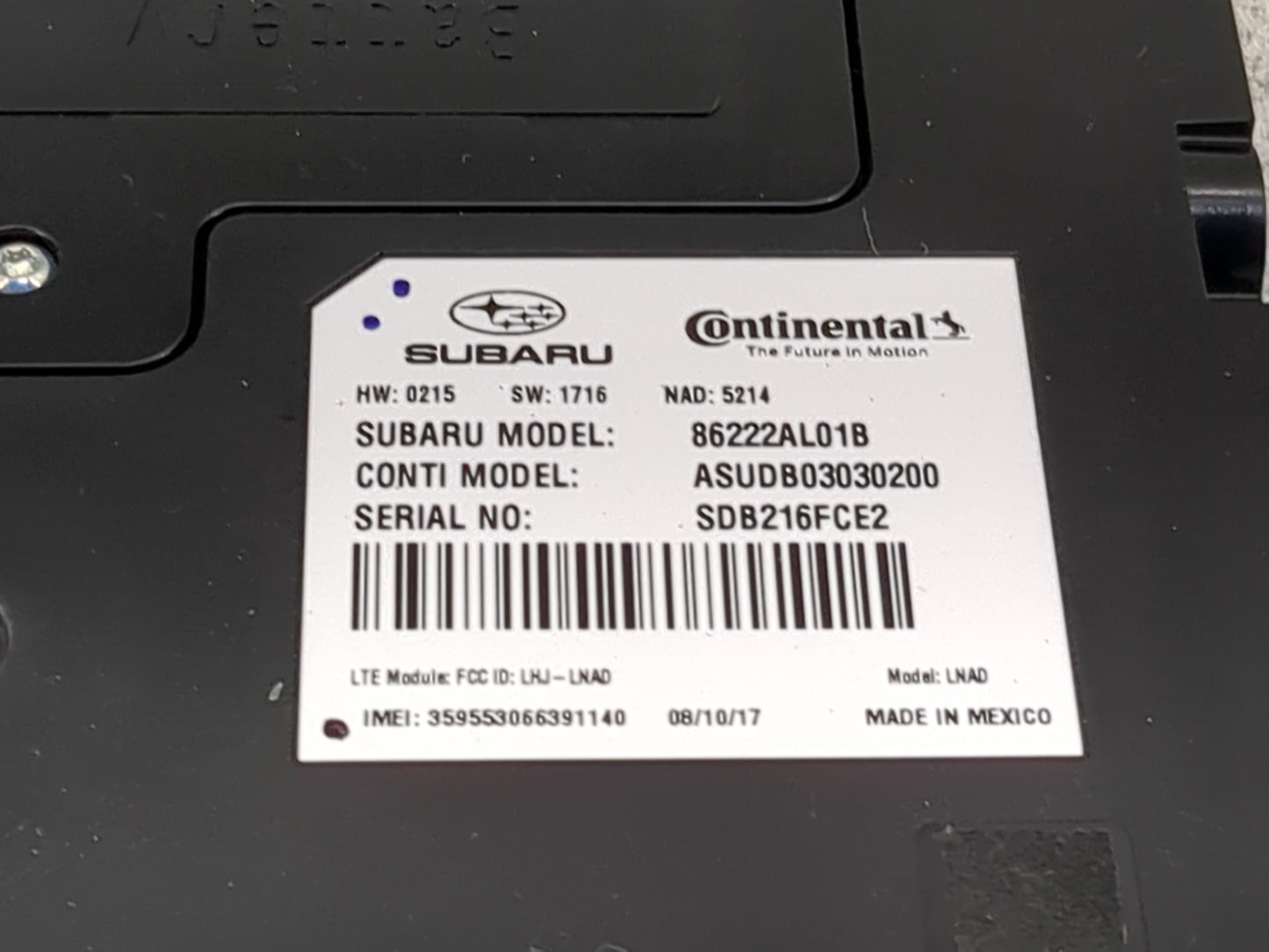 2016-2018 Subaru Legacy Telematics Control Module 1491347 - Oemusedautoparts1.com