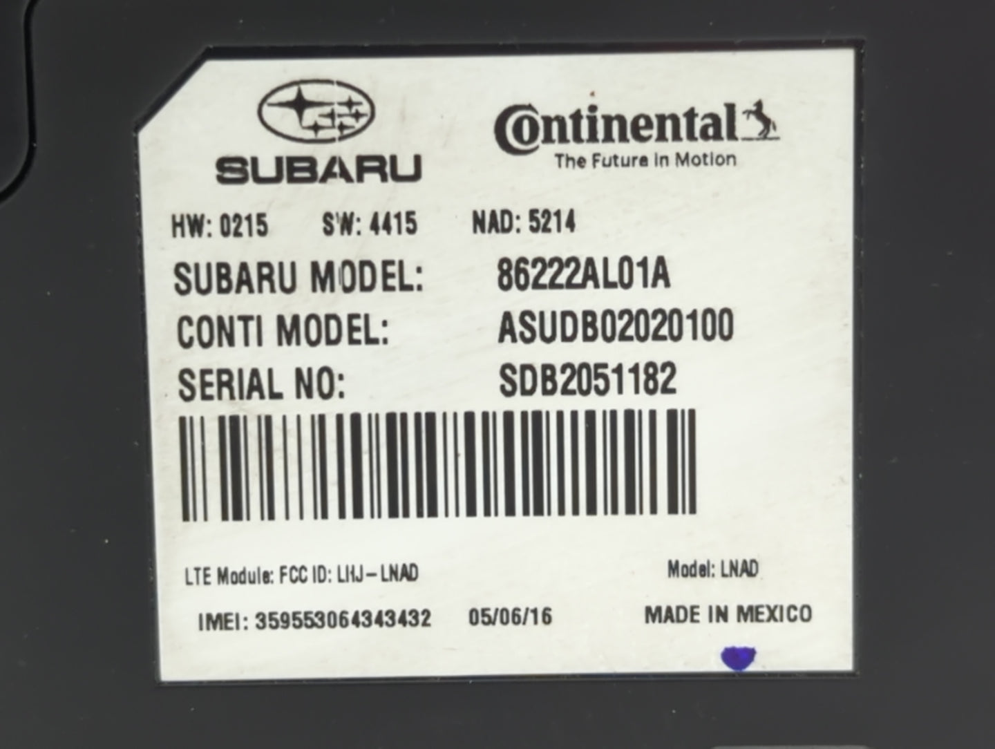 2016-2018 Subaru Legacy Transmission Control Module Tcu Tcm - Oemusedautoparts1.com