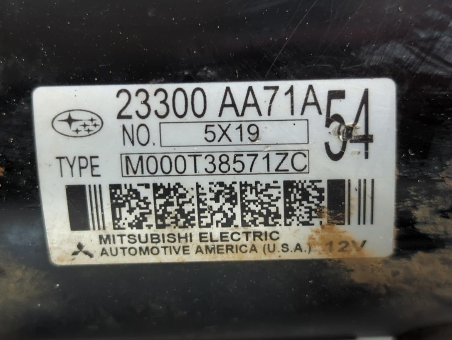 2015-2019 Subaru Legacy Car Starter Motor Solenoid OEM P/N:M000T38571ZC 2300 AA71A Fits Fits 2015 2016 2017 2018 2019 OEM Us