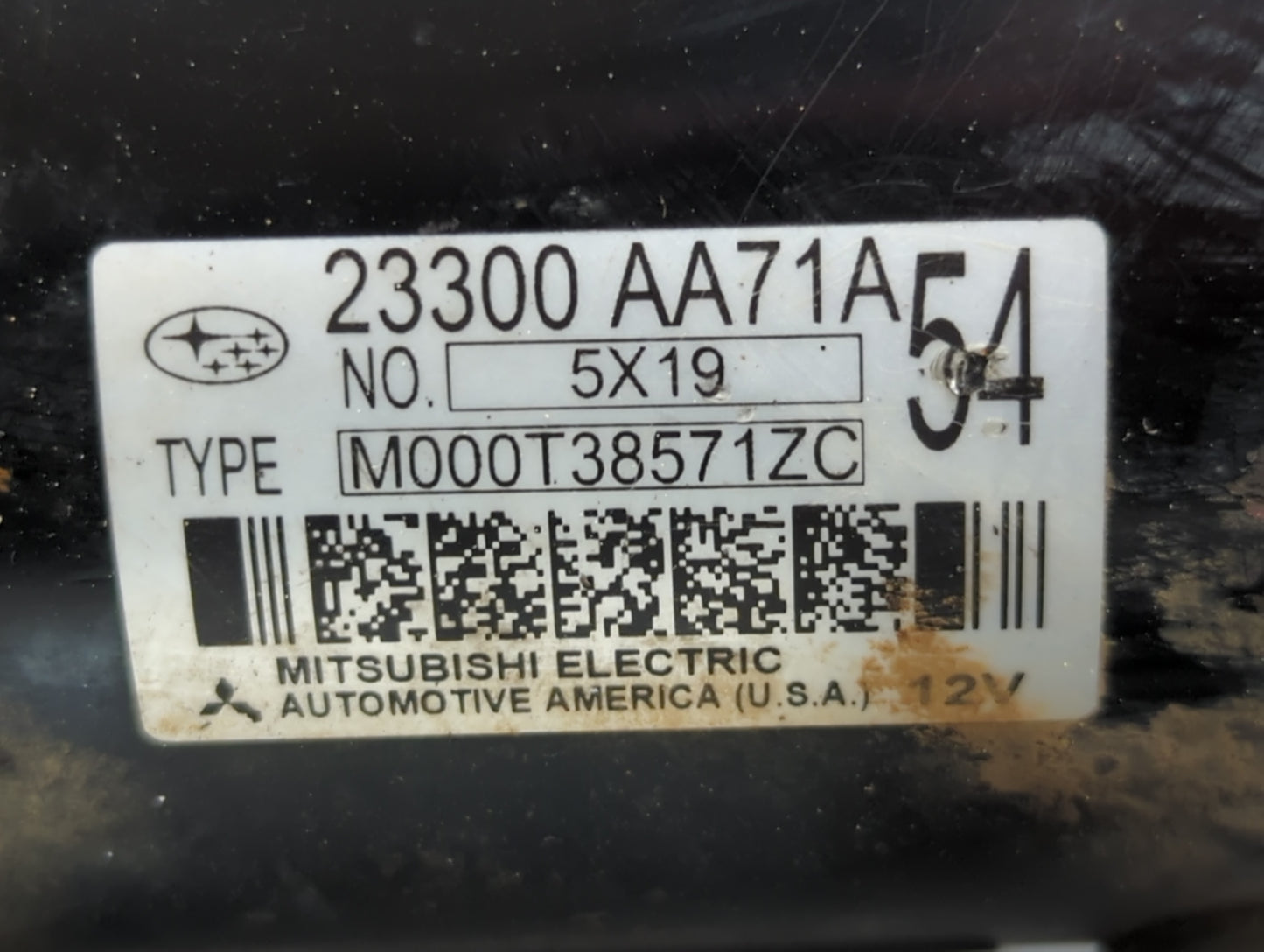 2015-2019 Subaru Legacy Car Starter Motor Solenoid OEM P/N:M000T38571ZC 2300 AA71A Fits Fits 2015 2016 2017 2018 2019 OEM Us