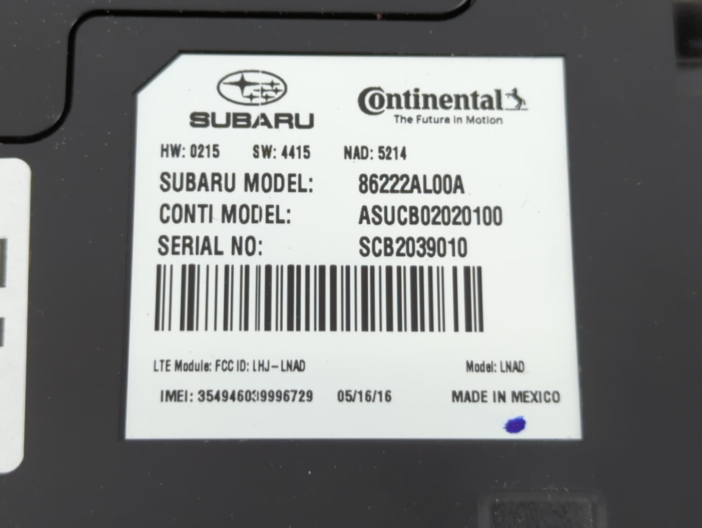 2016 Subaru Legacy Bluetooth Phone Communication Control Module Ccm Oem - Oemusedautoparts1.com