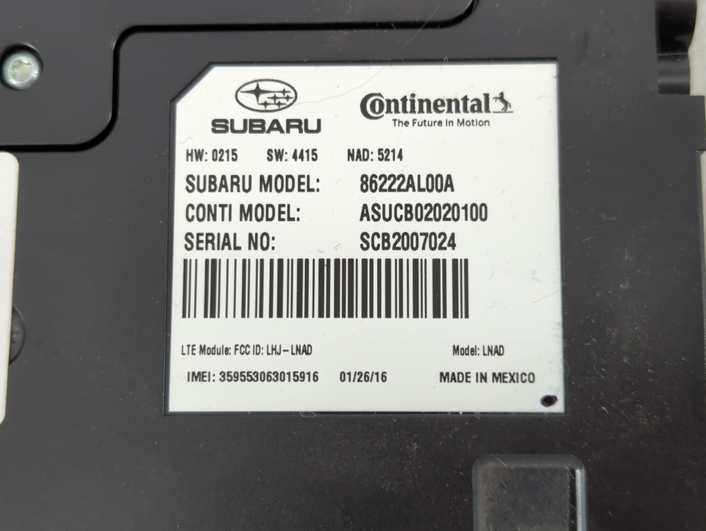 2016 Subaru Legacy Bluetooth Phone Communication Control Module Ccm Oem - Oemusedautoparts1.com