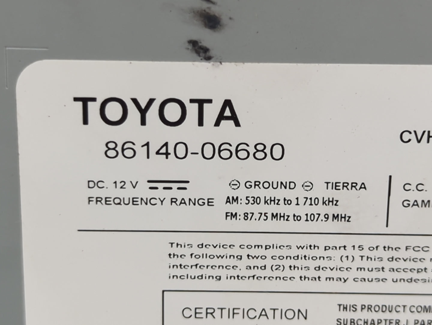 2016-2017 Toyota Camry Radio AM FM Cd Player Receiver Replacement P/N:86140-06680 CVH-2658 Fits Fits 2016 2017 OEM Used Auto