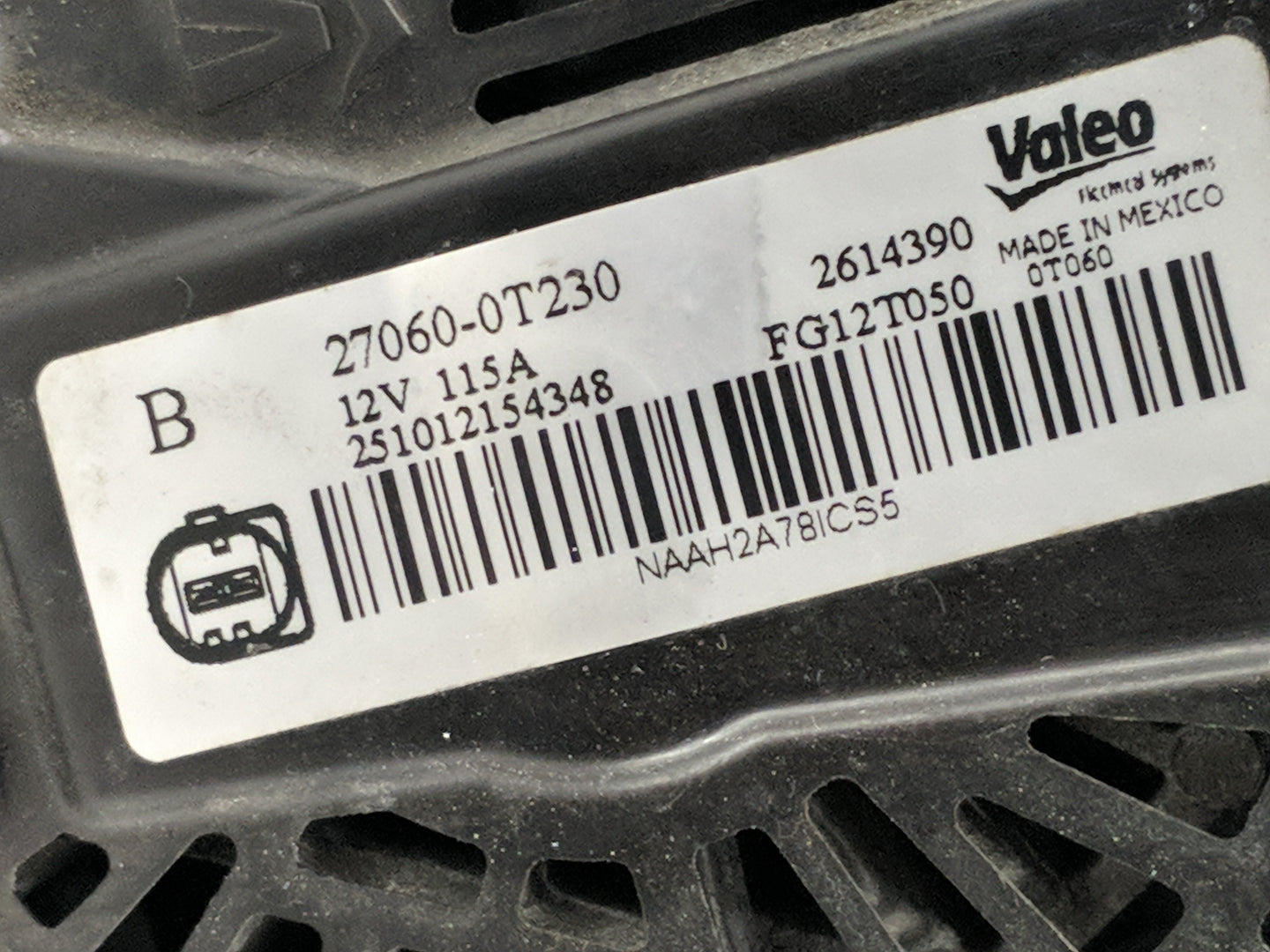 2014-2019 Toyota Corolla Alternator Replacement Generator Charging Assembly Engine OEM P/N:27060-0T230 Fits OEM Used Auto Pa