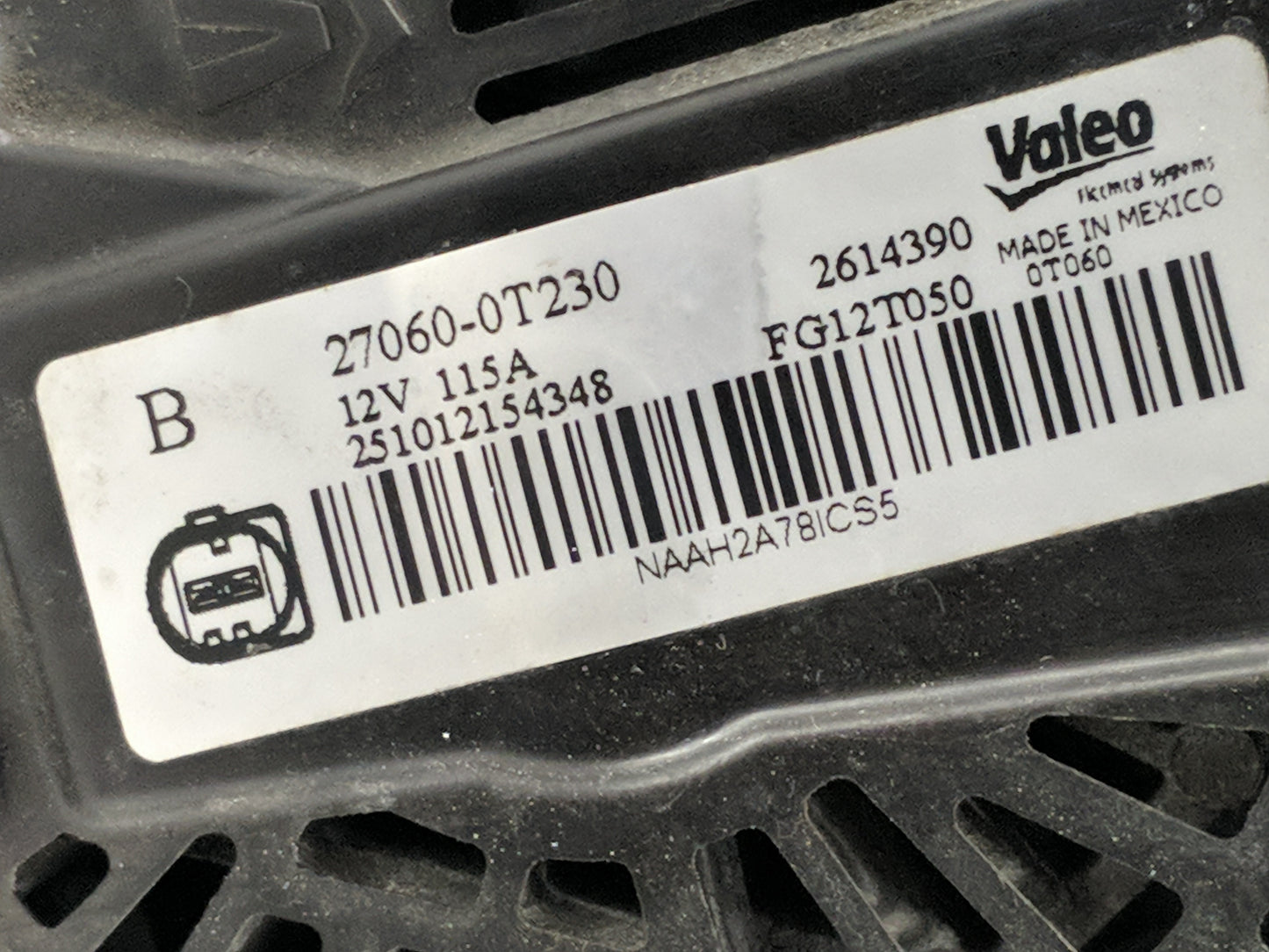 2014-2019 Toyota Corolla Alternator Replacement Generator Charging Assembly Engine OEM P/N:27060-0T230 Fits OEM Used Auto Pa