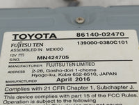 2015-2016 Toyota Corolla Radio AM FM Cd Player Receiver Replacement P/N:86140-02470 Fits Fits 2015 2016 OEM Used Auto Parts 