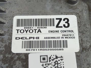 2015-2016 Toyota Corolla PCM Engine Control Computer ECU ECM PCU OEM P/N:89661-0Z630 Fits Fits 2015 2016 OEM Used Auto Parts