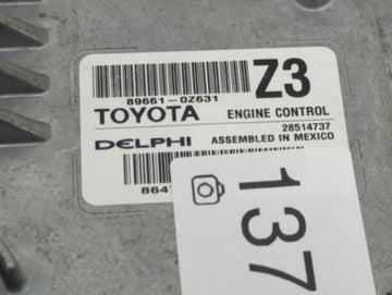 2015-2016 Toyota Corolla PCM Engine Control Computer ECU ECM PCU OEM P/N:89661-0Z631 Fits Fits 2015 2016 OEM Used Auto Parts