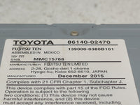 2015-2016 Toyota Corolla Radio AM FM Cd Player Receiver Replacement P/N:86140-02470 Fits Fits 2015 2016 OEM Used Auto Parts 