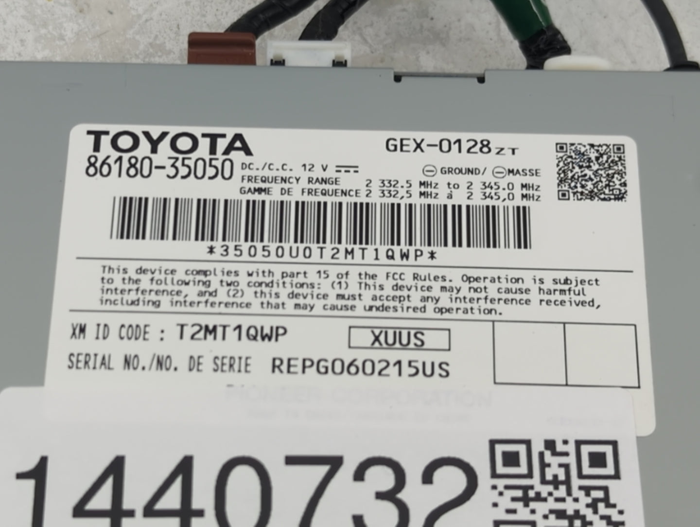 2014-2019 Toyota Corolla Radio AM FM Cd Player Receiver Replacement P/N:86180-35050 GEX-0128 Fits OEM Used Auto Parts - Oemu