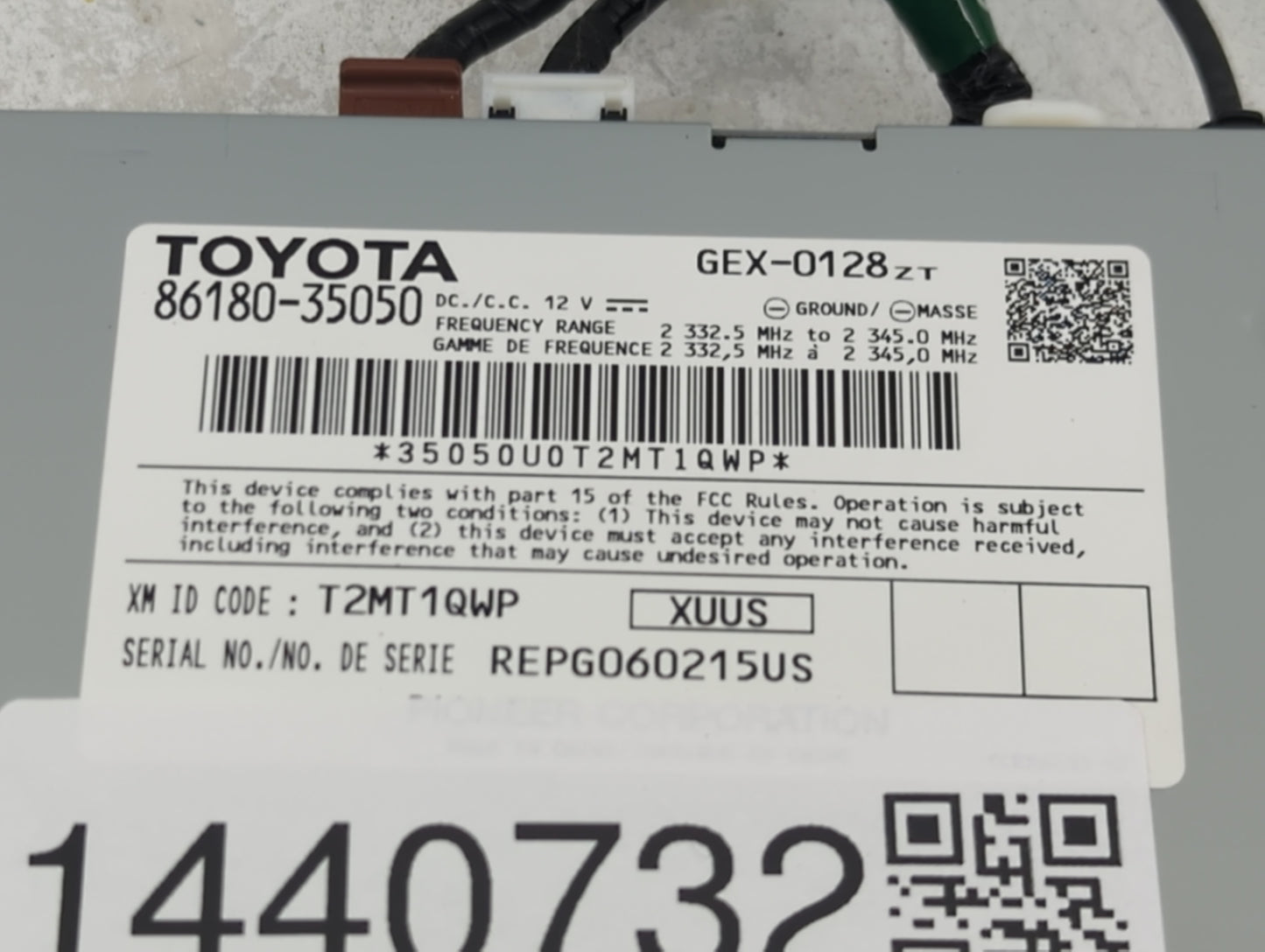 2014-2019 Toyota Corolla Radio AM FM Cd Player Receiver Replacement P/N:86180-35050 GEX-0128 Fits OEM Used Auto Parts - Oemu