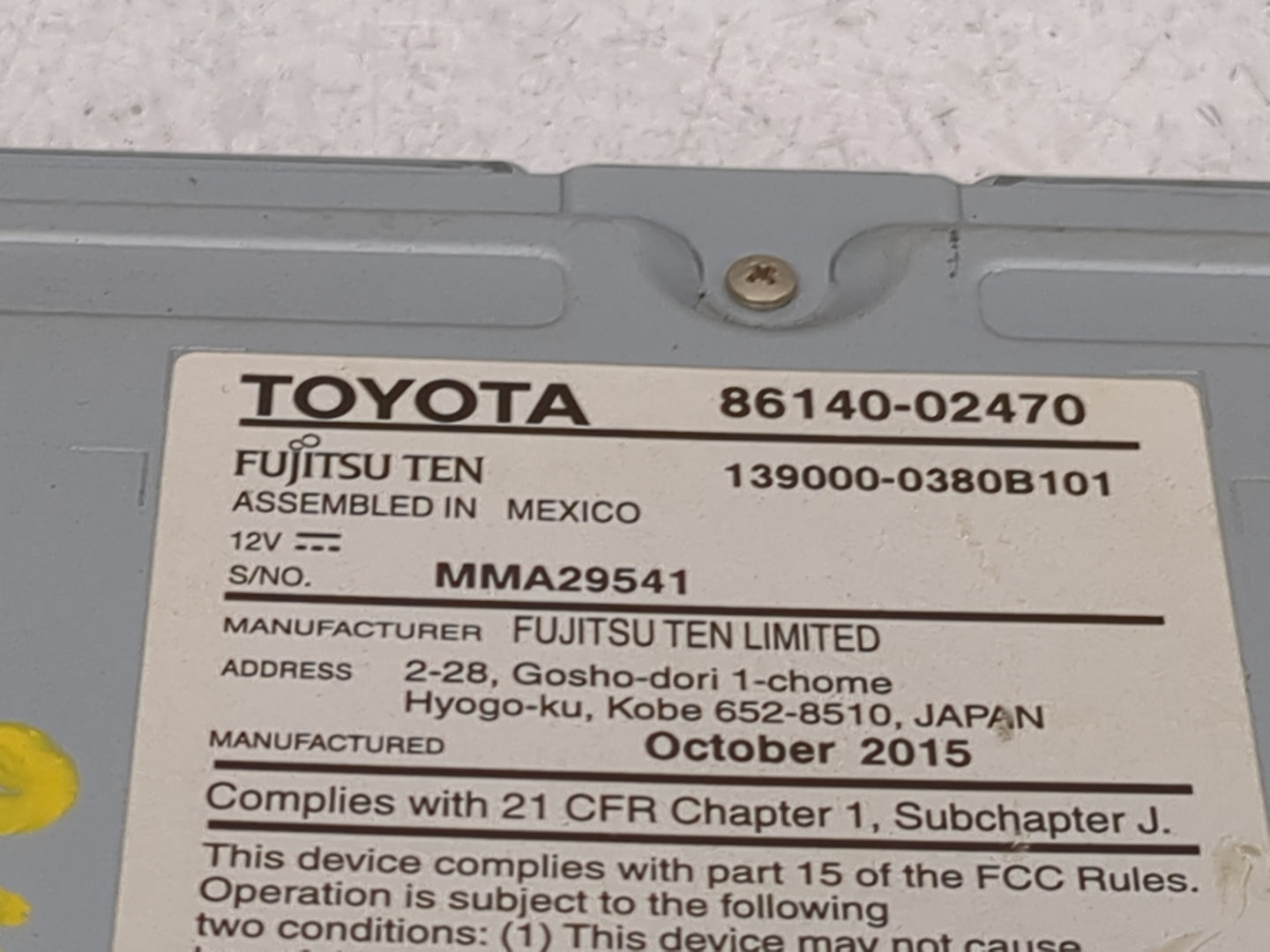 2015-2016 Toyota Corolla Radio AM FM Cd Player Receiver Replacement P/N:86140-02470 139000-0380B101 Fits Fits 2015 2016 OEM 