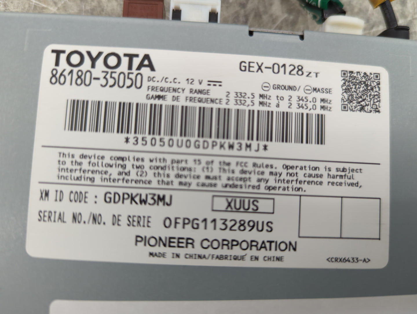 2014-2019 Toyota Corolla Tuner Satellite Receiver - Oemusedautoparts1.com