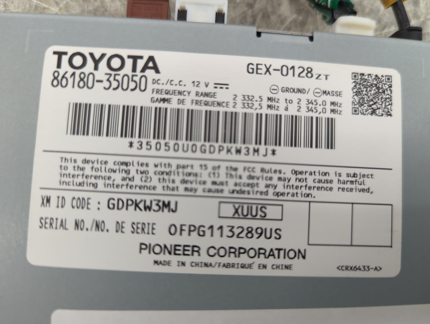 2014-2019 Toyota Corolla Tuner Satellite Receiver - Oemusedautoparts1.com