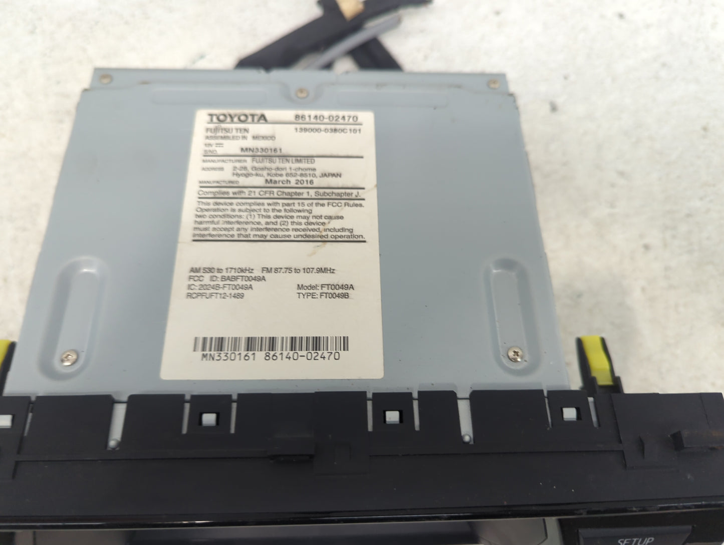 2015-2016 Toyota Corolla Radio AM FM Cd Player Receiver Replacement P/N:86140-02470 139000-0380C101, MN330161 Fits Fits 2015