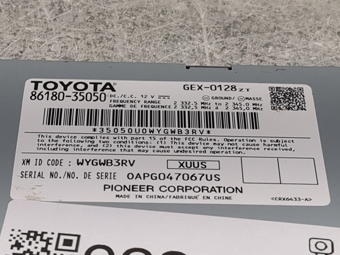 Toyota Corolla Tuner Satellite Receiver 86180-35050|gex-0128zt - Oemusedautoparts1.com