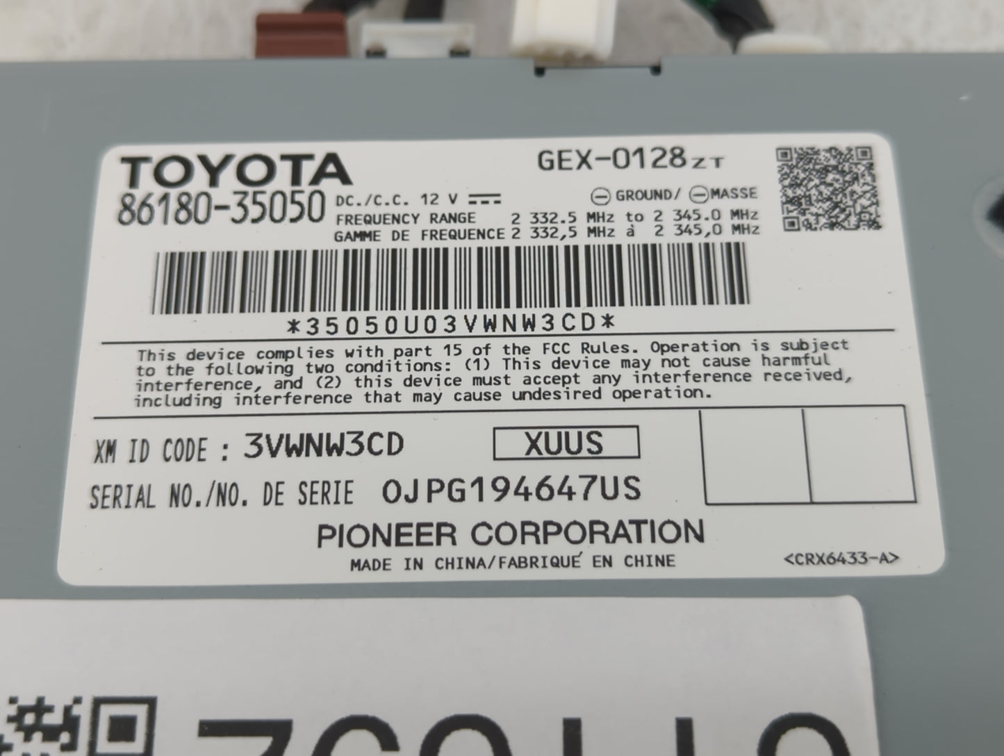 2014-2019 Toyota Corolla Am Fm Cd Player Radio Receiver - Oemusedautoparts1.com