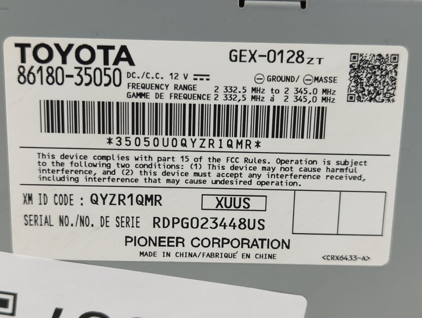 2014-2019 Toyota Corolla Am Fm Cd Player Radio Receiver - Oemusedautoparts1.com