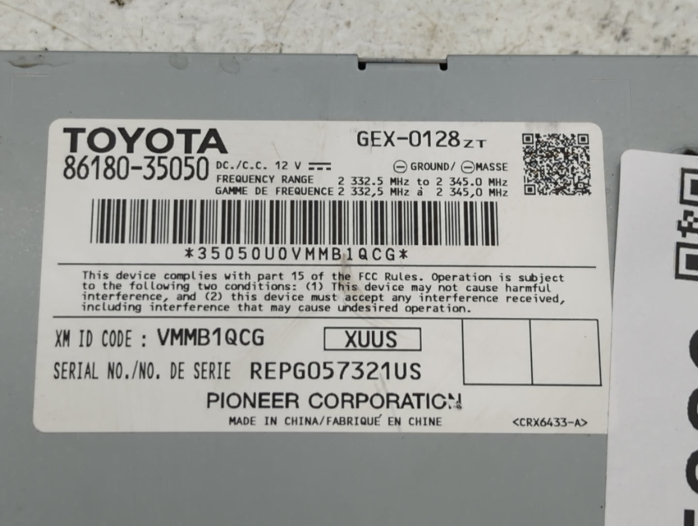 2014-2019 Toyota Corolla Radio AM FM Cd Player Receiver Replacement P/N:86180-35050 Fits OEM Used Auto Parts - Oemusedautopa