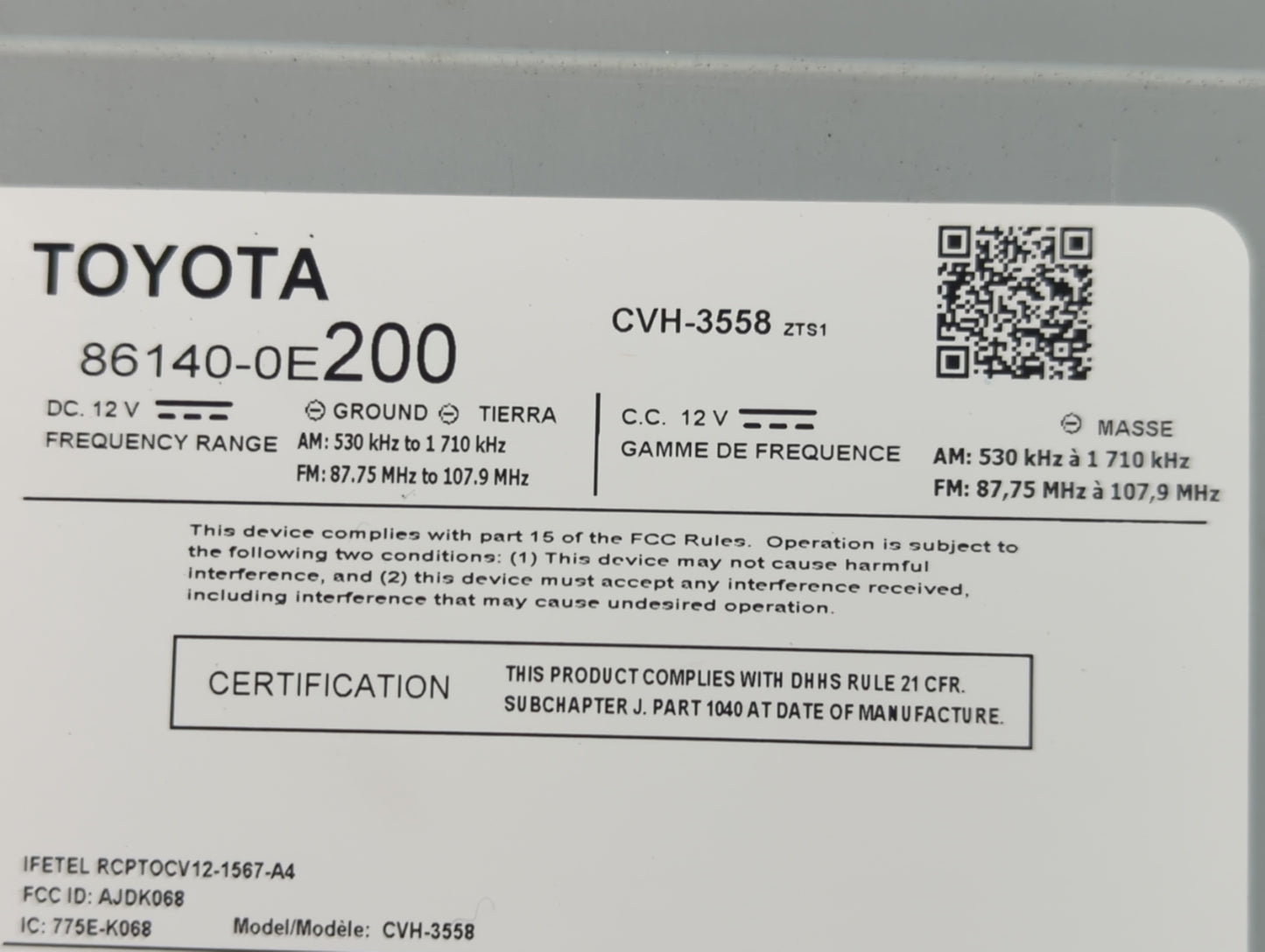 2016 Toyota Highlander Radio AM FM Cd Player Receiver Replacement P/N:86140-0E200 Fits OEM Used Auto Parts - Oemusedautopart