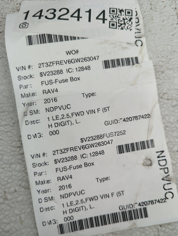 2013-2018 Toyota Rav4 Fusebox Fuse Box Panel Relay Module Fits Fits 2013 2014 2015 2016 2017 2018 2019 2020 2021 OEM Used Au
