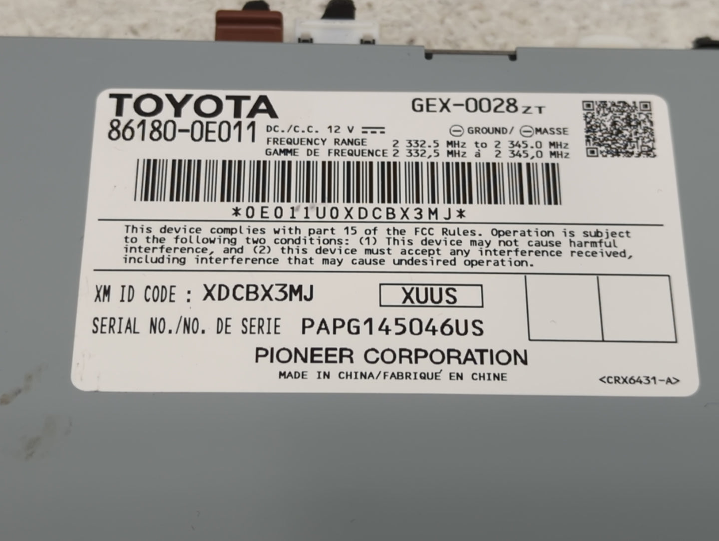 2016-2017 Toyota Sienna Radio AM FM Cd Player Receiver Replacement P/N:86180-0E011 Fits Fits 2016 2017 OEM Used Auto Parts -