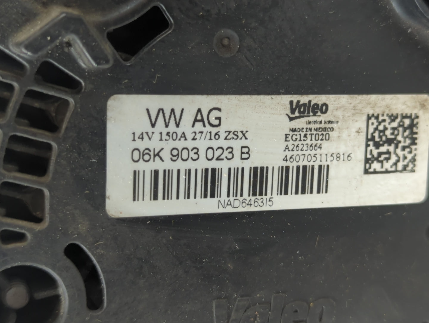 2013-2017 Volkswagen Beetle Alternator Replacement Generator Charging Assembly Engine OEM P/N:06K 903 023 B Fits OEM Used Au