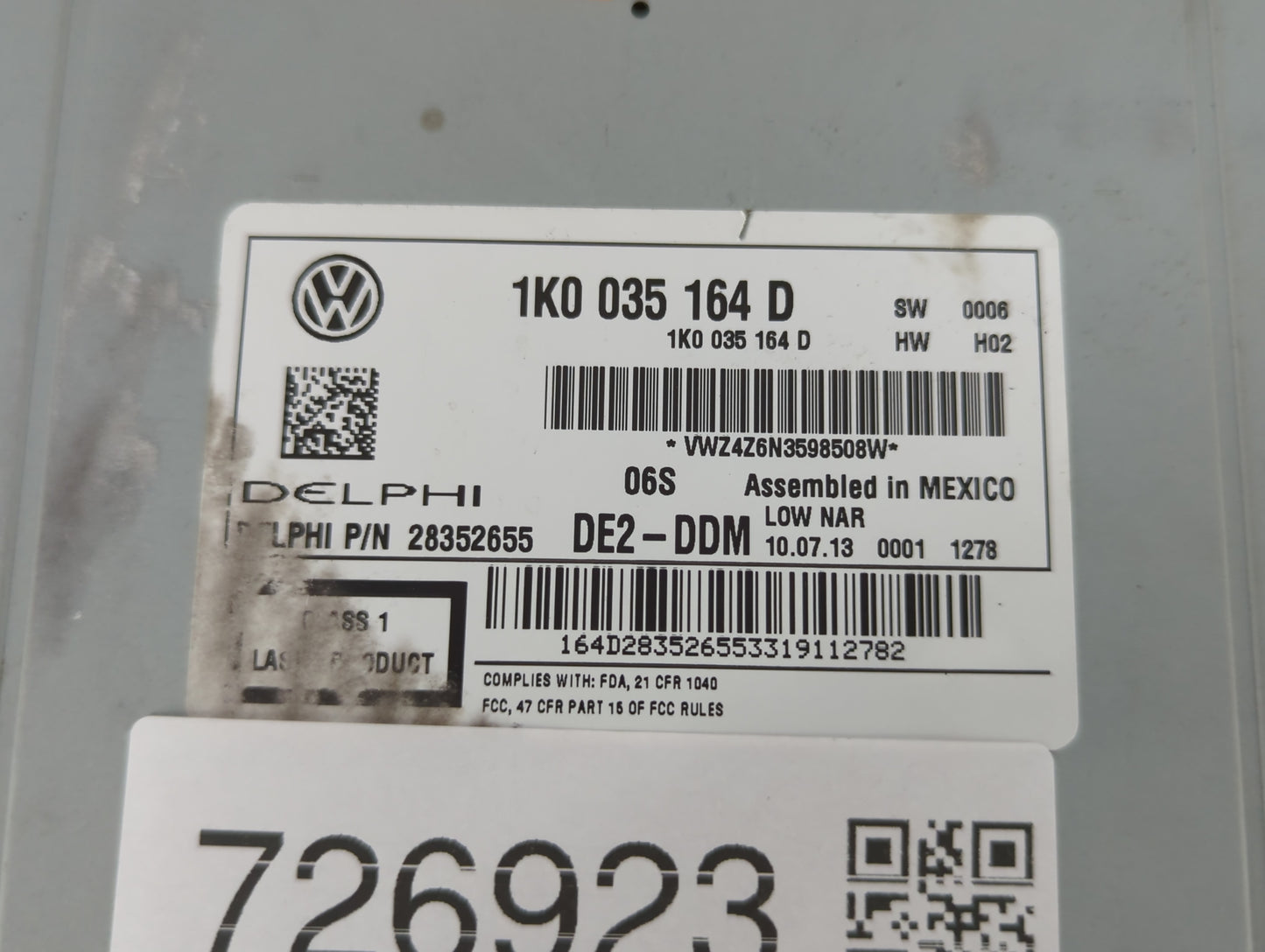 2012-2016 Volkswagen Beetle Am Fm Cd Player Radio Receiver - Oemusedautoparts1.com