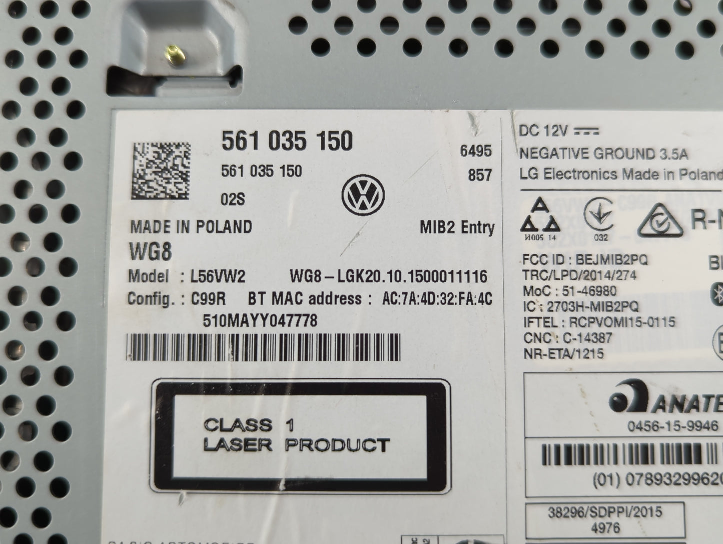 2012-2016 Volkswagen Beetle Radio AM FM Cd Player Receiver Replacement P/N:561 035 150 Fits Fits 2011 2012 2013 2014 2015 20