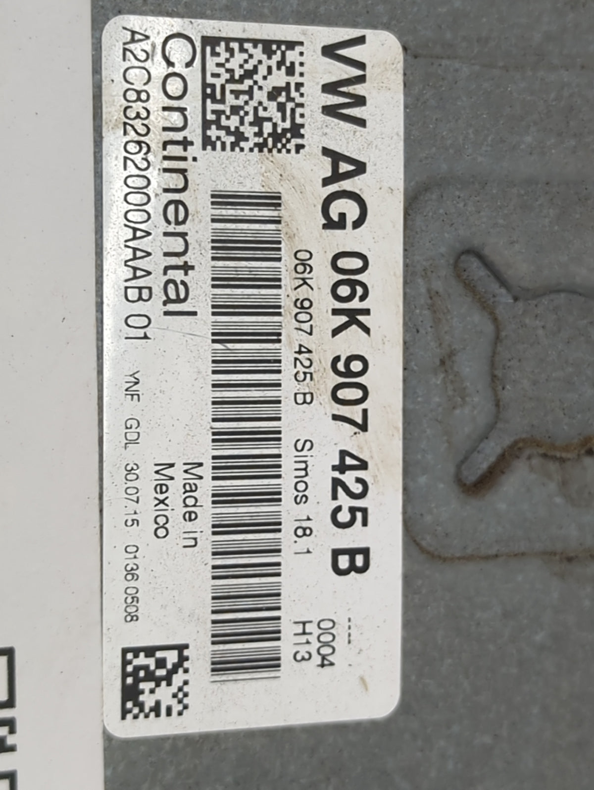 2015-2016 Volkswagen Golf PCM Engine Control Computer ECU ECM PCU OEM P/N:06K907425B A2C83262000AAB01 Fits 2015 2016 2017 20