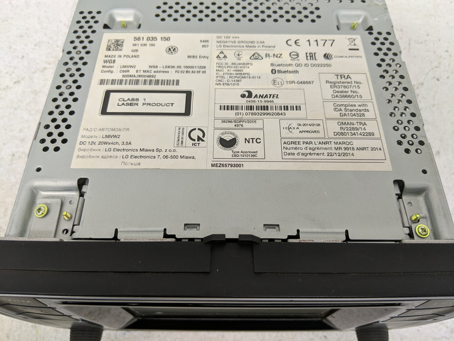 2016-2017 Volkswagen Jetta Radio AM FM Cd Player Receiver Replacement P/N:561 035 150 Fits Fits 2013 2014 2015 2016 2017 OEM