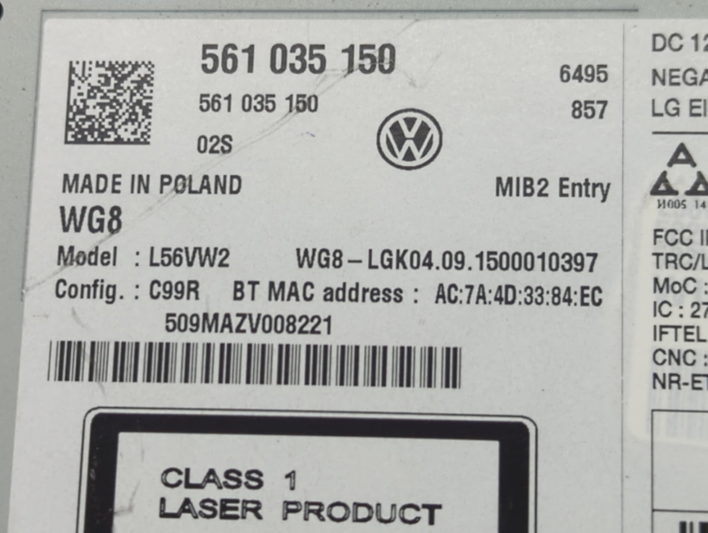 2016-2017 Volkswagen Jetta Radio AM FM Cd Player Receiver Replacement P/N:561035150 Fits Fits 2013 2014 2015 2016 2017 OEM U