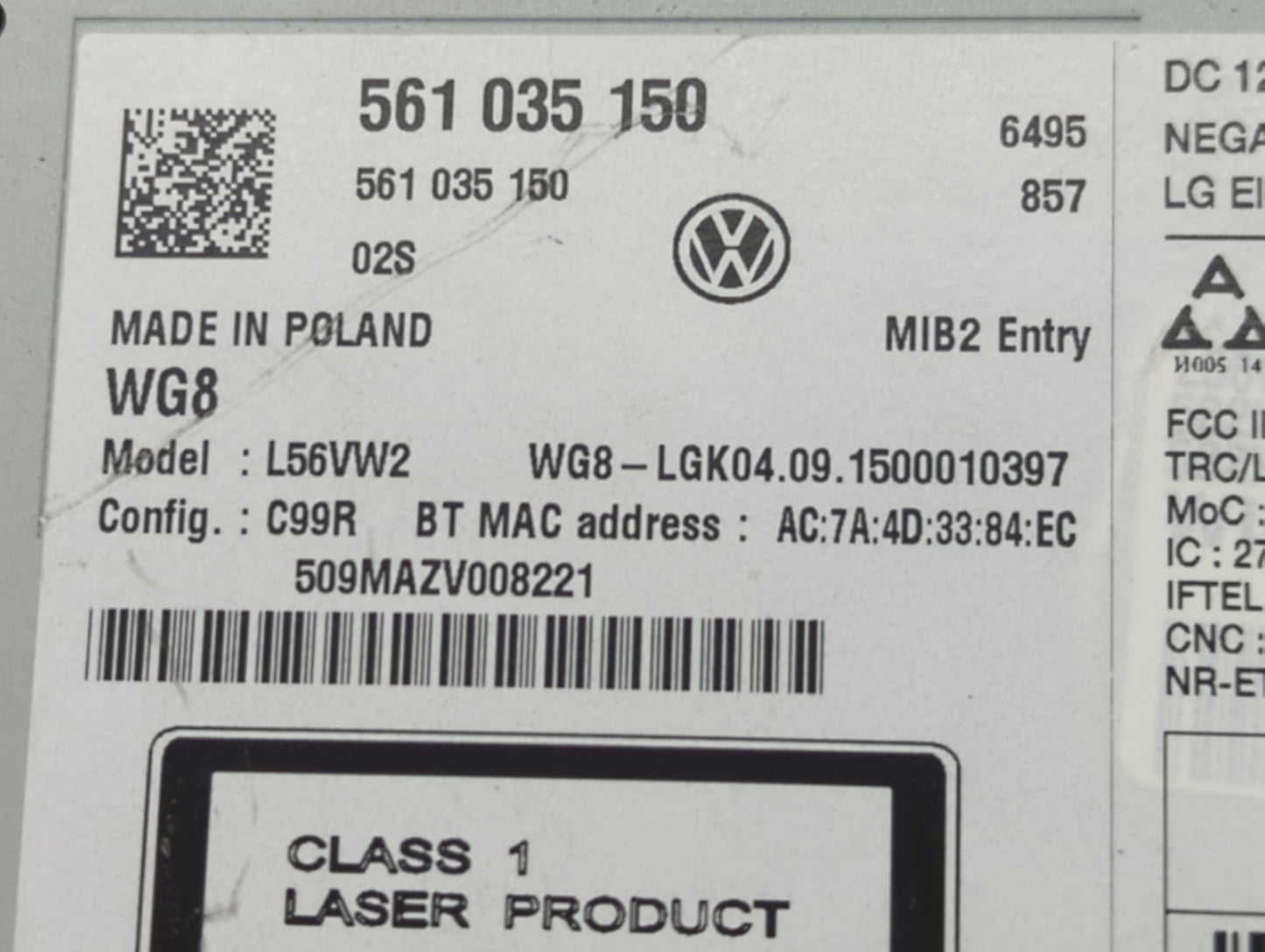 2016-2017 Volkswagen Jetta Radio AM FM Cd Player Receiver Replacement P/N:561035150 Fits Fits 2013 2014 2015 2016 2017 OEM U