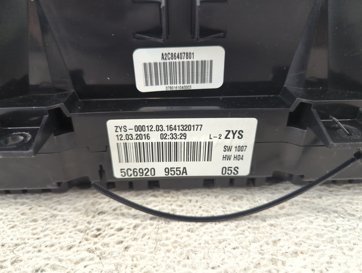 2016-2018 Volkswagen Jetta Instrument Cluster Speedometer Gauges P/N:5C6920955A A2C86407801 Miles: Fits Fits 2016 2017 2018 