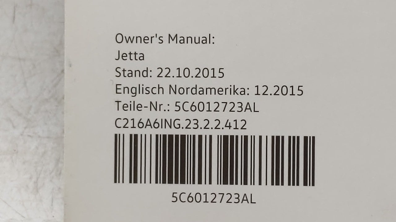 2016 Volkswagen Jetta Owners Manual Book Guide OEM Used Auto Parts - Oemusedautoparts1.com