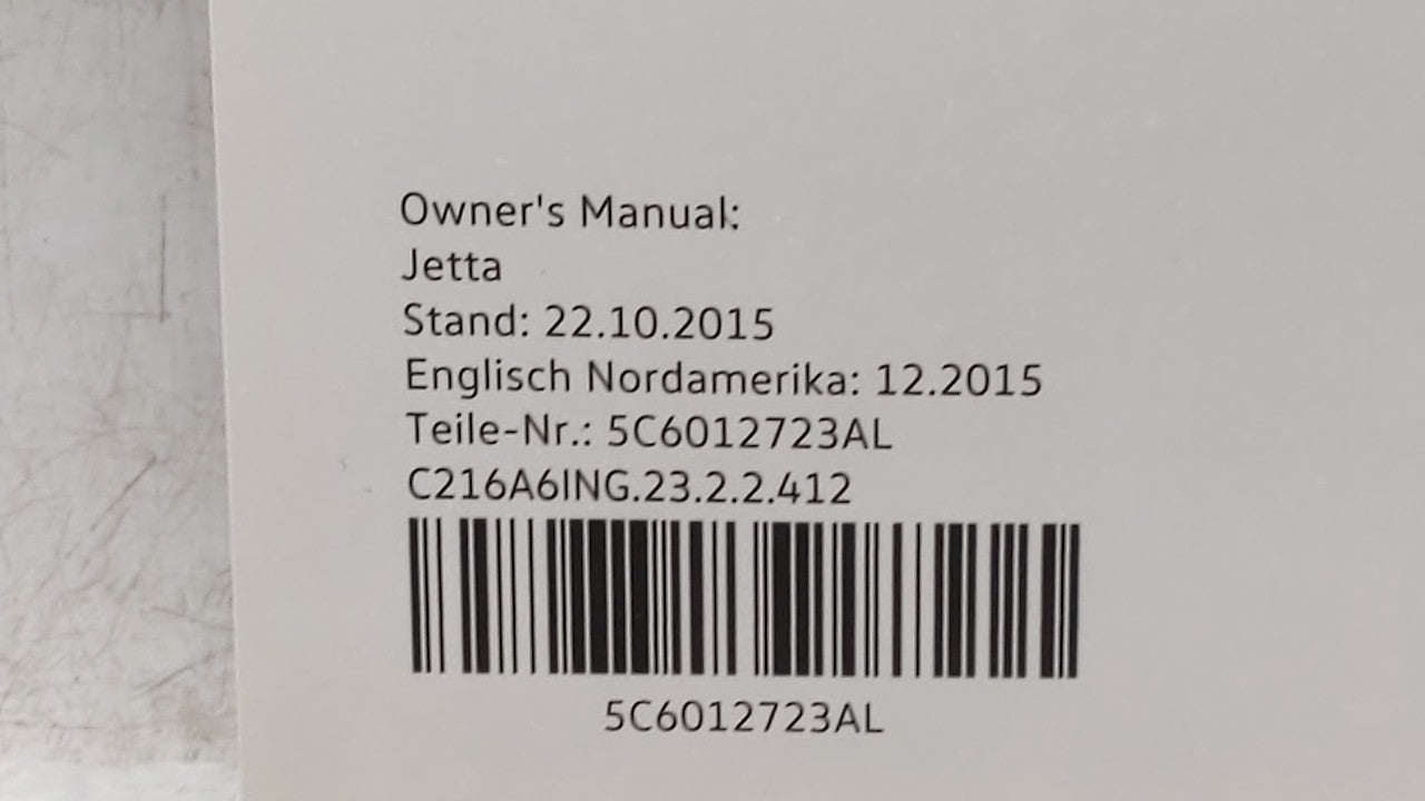 2016 Volkswagen Jetta Owners Manual Book Guide OEM Used Auto Parts - Oemusedautoparts1.com
