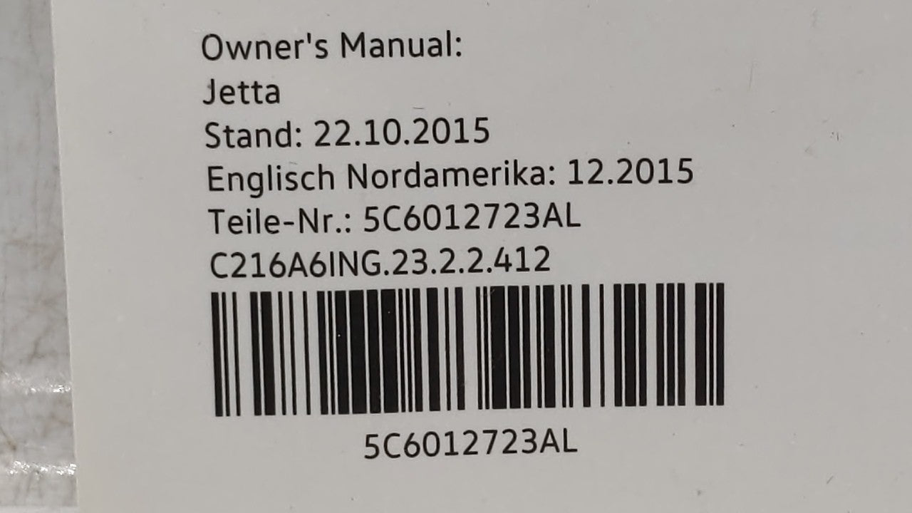 2016 Volkswagen Jetta Owners Manual Book Guide OEM Used Auto Parts - Oemusedautoparts1.com