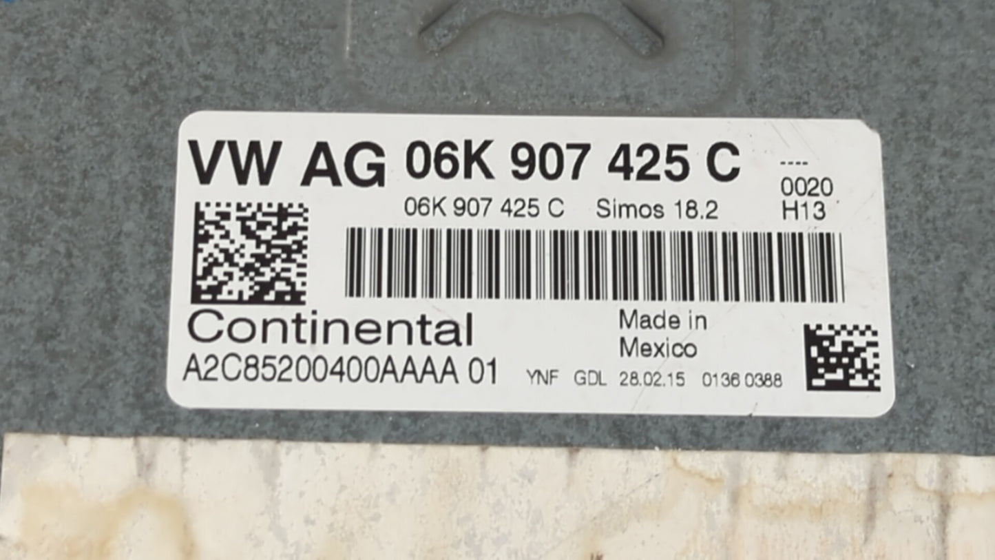 2015-2017 Volkswagen Jetta PCM Engine Control Computer ECU ECM PCU OEM P/N:06K 907 425 C Fits Fits 2015 2016 2017 OEM Used A